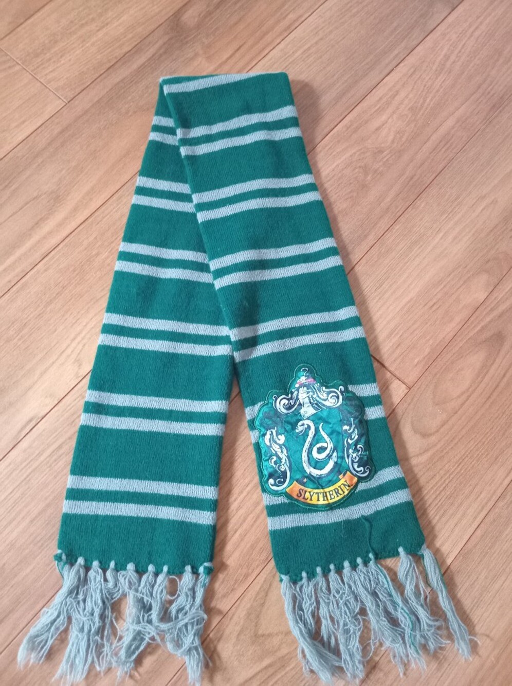 HP Slytherin Green & Light Gray Striped Scarf